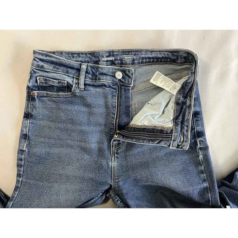 Old Navy Higher High Rise Flare‎ Sz 8 Stretch Medium Blue (29